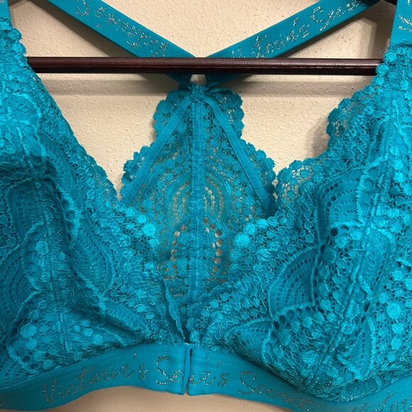 Victoria’s Secret Bralette Women’s Size XL Blue Wireless Front Closure - Picture 4 of 16